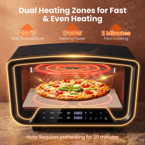 Indoor Electric Pizza Oven for 12 inches Pizzas with 8 Presets-Black view 5