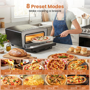 Indoor Electric Pizza Oven for 12 inches Pizzas with 8 Presets-Black view 6
