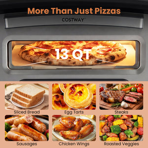 Indoor Electric Pizza Oven for 12 inches Pizzas with 8 Presets-Black view 8