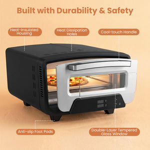 Indoor Electric Pizza Oven for 12 inches Pizzas with 8 Presets-Black view 9
