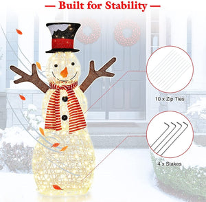 Indoor/Outdoor Christmas Lighted Snowman Decorations with Pre-Lit 80 Lights view 9