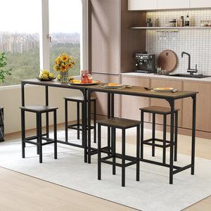 Industrial 3-Piece 47.5 inches Counter-Height Dining Table and 2 Bar Stools-Gray view 3