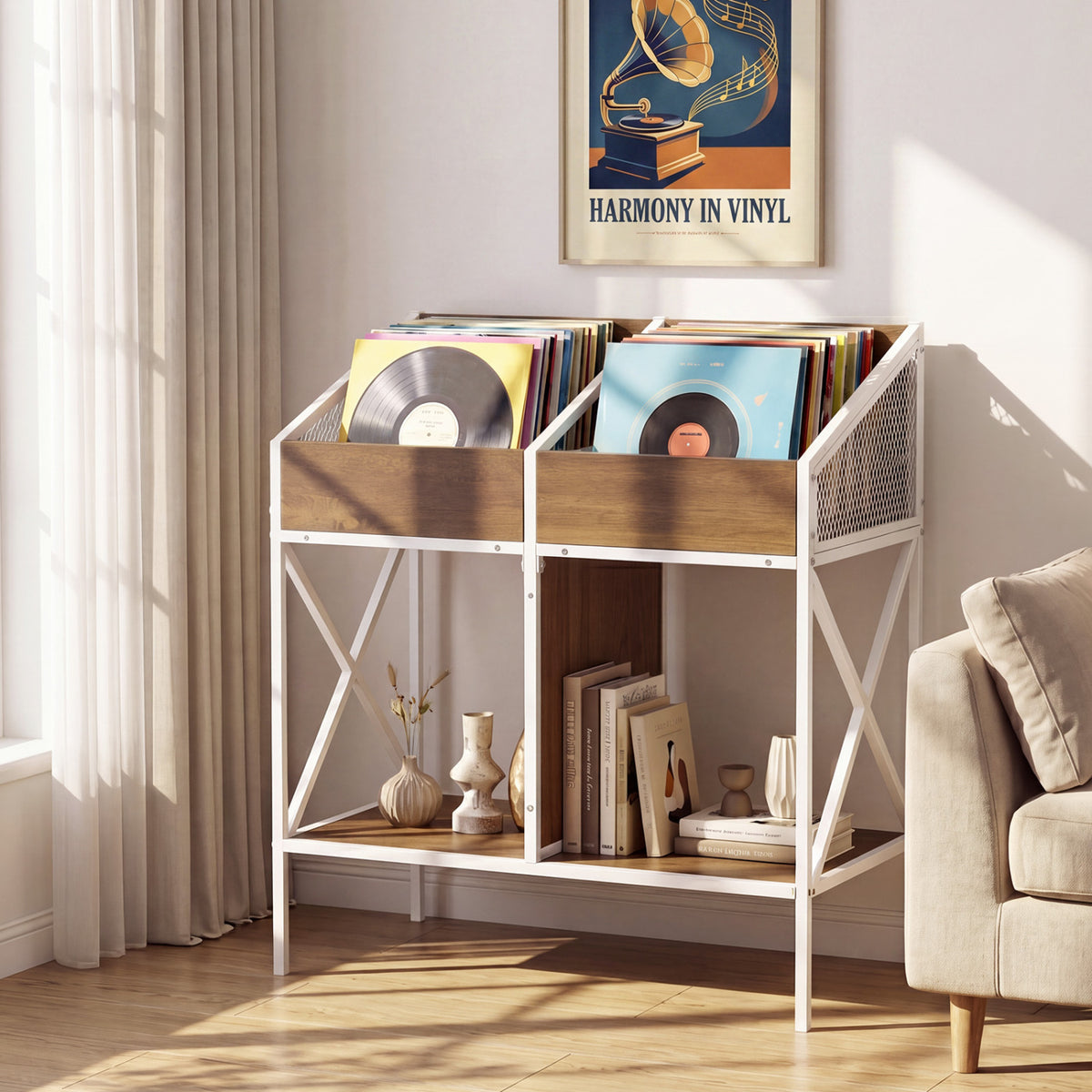 Industrial Magazine Books Record Holder with Metal Frame and Anti-tip Kits-Natrual view 2