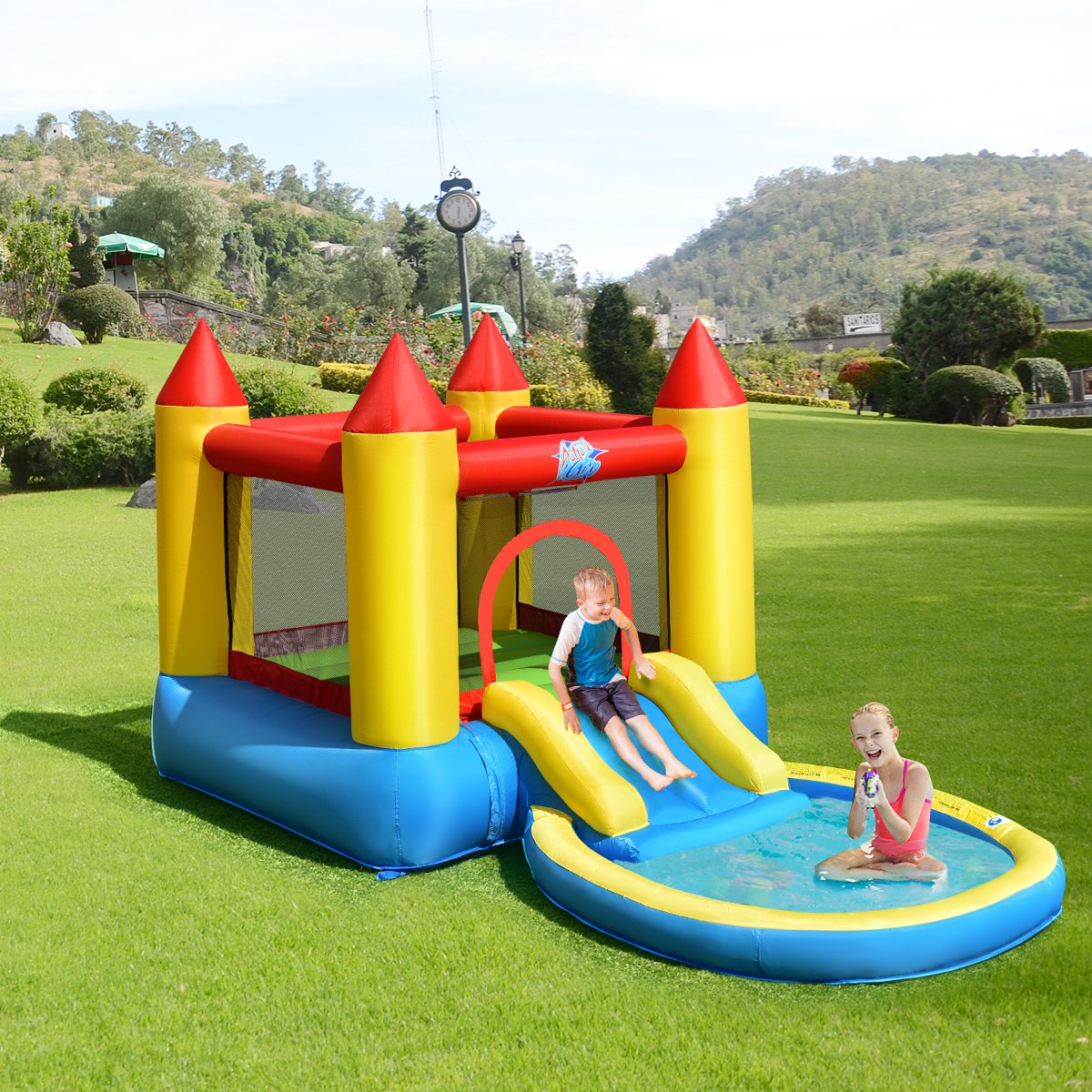 Inflatable Kids Slide Bounce House with 550w Blower view 2