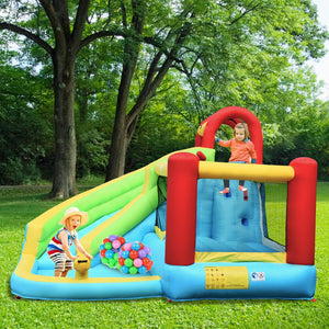 6-in-1 Inflatable Bounce House with Climbing Wall and Basketball Hoop without Blower view 2