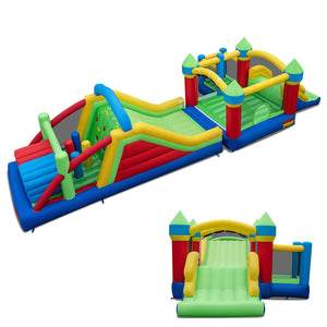 Inflatable Obstacle Course Bounce House with Dual Slides and Tunnels without Blower view 3