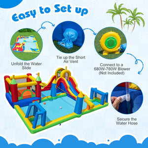 Inflatable Water Slide Bounce House 9-in-1 Jumping Castle with Climbing Wall view 7
