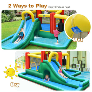 Inflatable Water Slide Climbing Bounce House with Tunnel and 735W Blower view 8