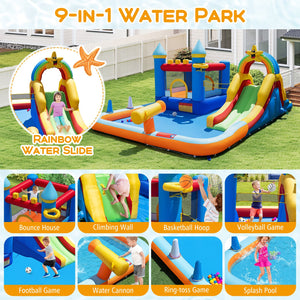 Inflatable Water Slide Park Bouncy Castle with Climbing Wall with Blower view 4