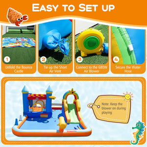 Inflatable Water Slide Park Bouncy Castle with Climbing Wall with Blower view 6