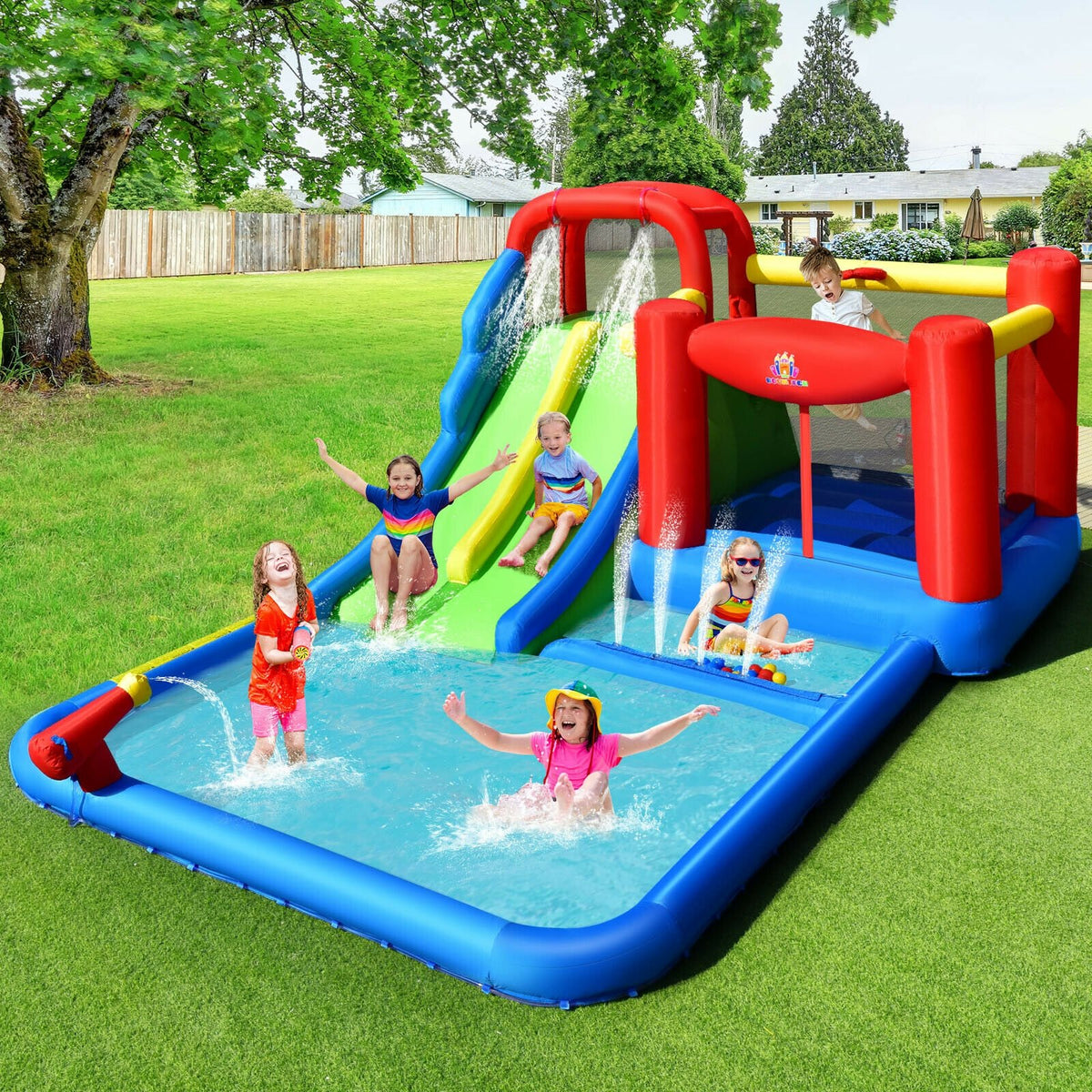 Inflatable Water Slide with Ocean Balls for Kids without Blower view 2