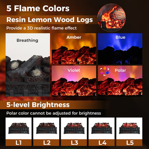 Infrared Quartz Electric Fireplace with Adjustable 3D Flame Colors and Overheat Protection-Black view 5