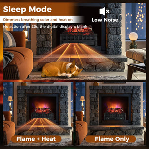 Infrared Quartz Electric Fireplace with Adjustable 3D Flame Colors and Overheat Protection-Black view 8