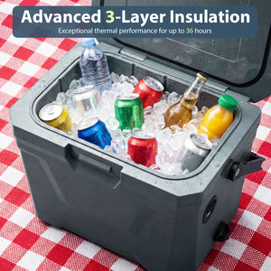 Insulated Portable Cooler Hard Shell Ice Chest with 2 Cup Holders-Gray view 6