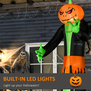 7ft Inflatable Halloween Decoration Pumpkin Reaper, Blow-Up Outdoor LED Yard Display with Lights for Garden, Party, Holiday