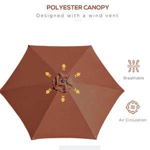 8.5FT Patio Umbrella, Round Garden Parasol with 6 Ribs, Market Sunshade Tilt Canopy w/ Crank Handle for – view 9