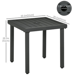 Outdoor Side Table, Patio End Table with Umbrella Hole, Small Coffee Table with Steel Frame for Balcony – view 9