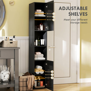 Tall Bathroom Cabinet, High Gloss Storage Cabinet with Doors and Adjustable Shelves, 11.8" x 11.8" x 71.5" – view 4