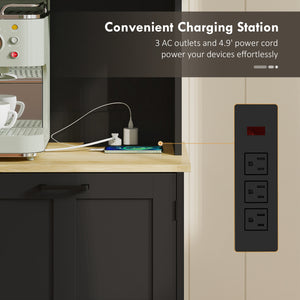 Kitchen Pantry Cabinet with Charging Station, 7 Gallon Trash Can Cabinet – view 3