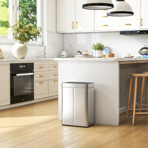 14.5 Gal (55 L) Sensor Can, Garbage Can with Soft-Close Butterfly Lid, Fingerprint-Proof Stainless Steel, Silver
