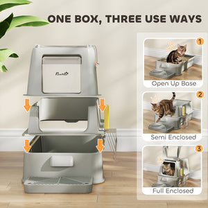 80L XL Stainless Steel Cat Litter Box for Big Cats with Flip Cover, Pull-Out Drawer Tray, High Sided – view 13