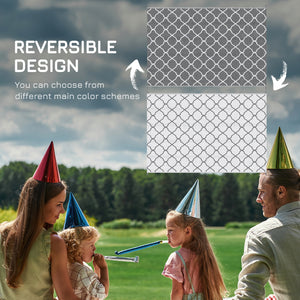 Waterproof Outdoor Rug, 6' x 9' RV Rug Reversible Mat for Backyard, Deck, Picnic, Beach, Camping, Grey & White Net