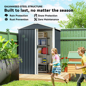 4.5 x 3ft Outdoor Storage Shed, Waterproof Metal Garden Shed with Lockable Door for Backyard, Patio, Lawn – view 3