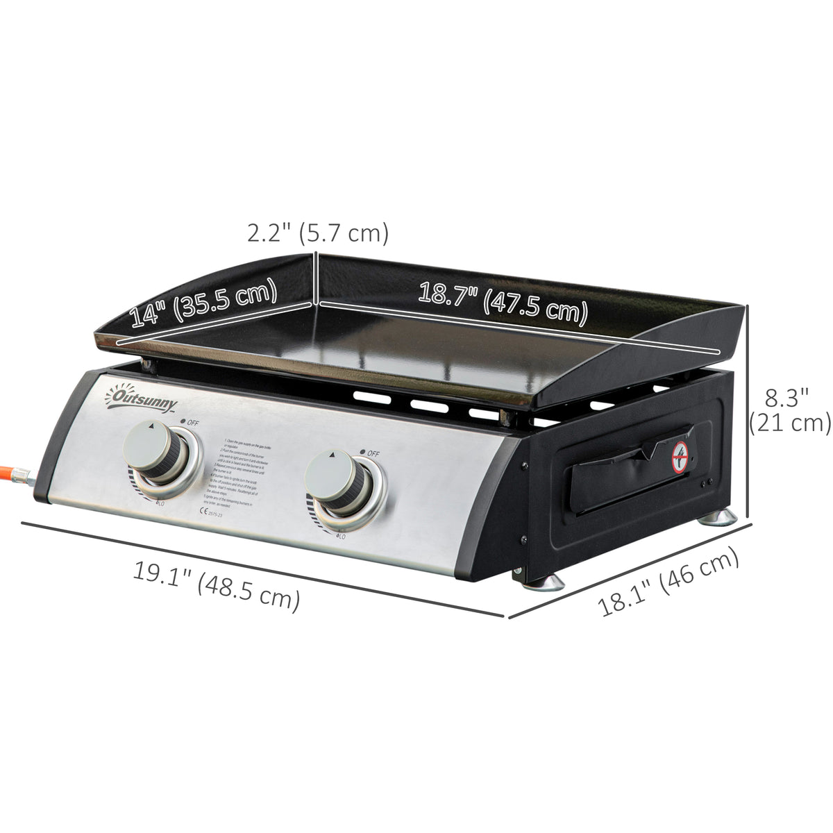 2 Burner Liquefied Gas Grill, Portable Tabletop BBQ Grill, for Camping, Picnic, Silver – view 2