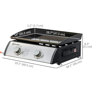 2 Burner Liquefied Gas Grill, Portable Tabletop BBQ Grill, for Camping, Picnic, Silver – view 2