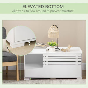 Hidden Cat Litter Box Furniture, Cat Litter Box Enclosure with Storage Compartments and Side Table Function, White