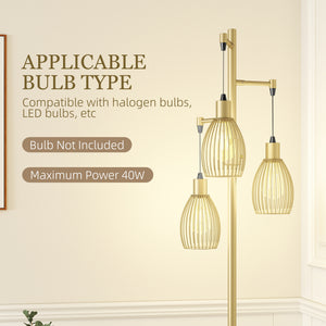 Industrial Floor Lamp with 3 Hanging Wire Lampshades, Dimmable Standing Lamp for Living Room, Bedroom – view 13