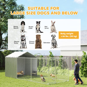 Galvanized Steel Dog Kennel Outdoor with Waterproof & UV-Resistant Cover for Large Dogs, 13.1' x 7.5' x 7.5' – view 20