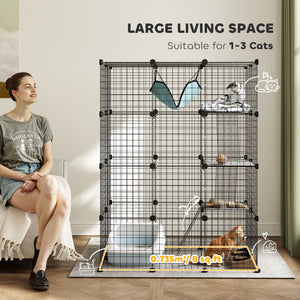 4 Tier DIY Cat Cage Indoor, Catio for 1-3 Cats with Hammock, 5 Doors, 3 Ramps, 3 Jumping Platforms – view 17