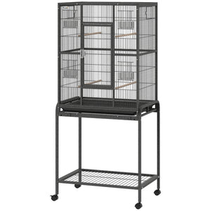 64" Extra Large Bird Cage, Rolling Metal Parrot Cage, Bird House with Detachable Rolling Stand – view 4