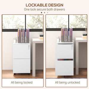 Vertical Steel Filing Cabinet on Wheels, 2-Drawer Lockable File Cabinet with Adjustable Hanging Bar for A4 – view 12