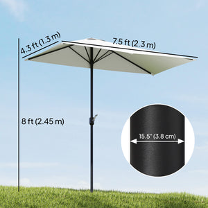 8ft Half Umbrella Outdoor Balcony Parasol Patio Garden Outdoor Window Sun Shade w/ 5 Ribs Beige – view 9