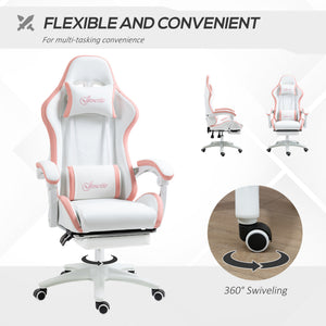 Computer Gaming Chair, PU Leather Office Desk Chair with Footrest, Swivel Wheels, 135° Reclining Back, Black – view 12