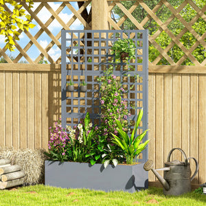 Galvanized Raised Garden Bed Planter Box with Trellis for Climbing Plants, Vegetable, Vines – view 35