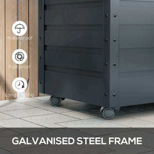 78 Gallon Garden Storage Box, Waterproof Outdoor Storage Container with Wheels and Handles, Dark Grey – view 4