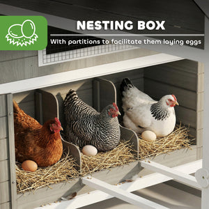 137" Wooden Chicken Coop with Chicken Run, Nesting Box, Dark Grey – view 5