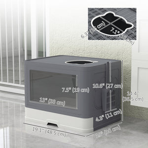Cat Litter Box, Front Enter & Top Exit Cat Litter Tray with Scoop, Pull-out Tray, Easy to Clean, Green – view 9