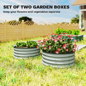 Set of 2 Raised Garden Bed, Metal Planter Box with Safety Edging, Easy-to-assemble Stock Tank, Dark Grey – view 10