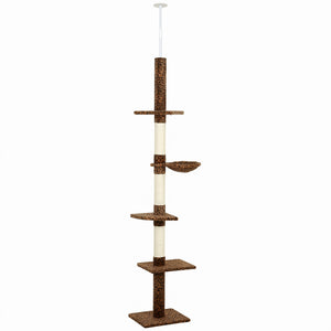 8.5ft Cat Climbing Tree 5-Tier Kitty Activity Center with Scratching Post Brown and White
