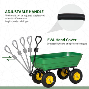 Garden Dump Cart Heavy Duty 440lbs Wagon with Steel Frame and 10'' Pneumatic Tires, Green – view 12