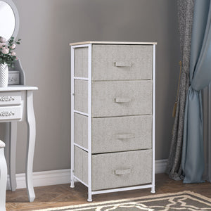 Linen Drawer Cabinet Organizer Storage Dresser Tower with 4 Removable Drawer Metal Frame Adjustable Feet for Living Room, Kitchen, Bathroom, Black