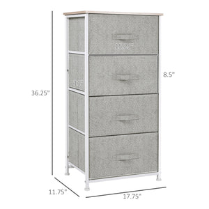 Linen Drawer Cabinet Organizer Storage Dresser Tower with 4 Removable Drawer Metal Frame Adjustable Feet for Living Room, Kitchen, Bathroom, Black