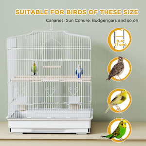 23" Bird Cage, Finches Canaries, Parrot Cage with Doors Perches, 2 Feeder Pet Supplies, White