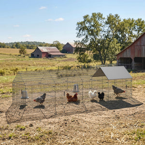 Metal Chicken Coop with UV-Resistant Cover for Hens, Rabbits, Ducks, Geese, 168.5" x 42.1" x 43.7", Grey – view 8
