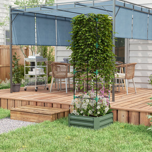 Galvanized Planter Box, Outdoor Raised Garden Bed with 3-Tier Trellis Tomato Cage for Climbing Vines – view 27