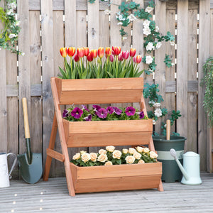 3 Tier Elevated Planter Box, Vertical Wooden Raised Garden Bed for Flowers, Vegetables, 26" x 30" x 30" – view 7